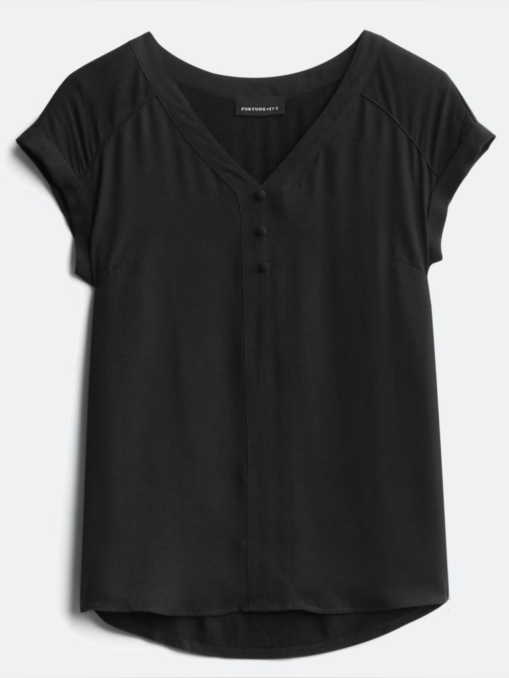 Fortune + Ivy Helina Mixed Material Blouse, Black